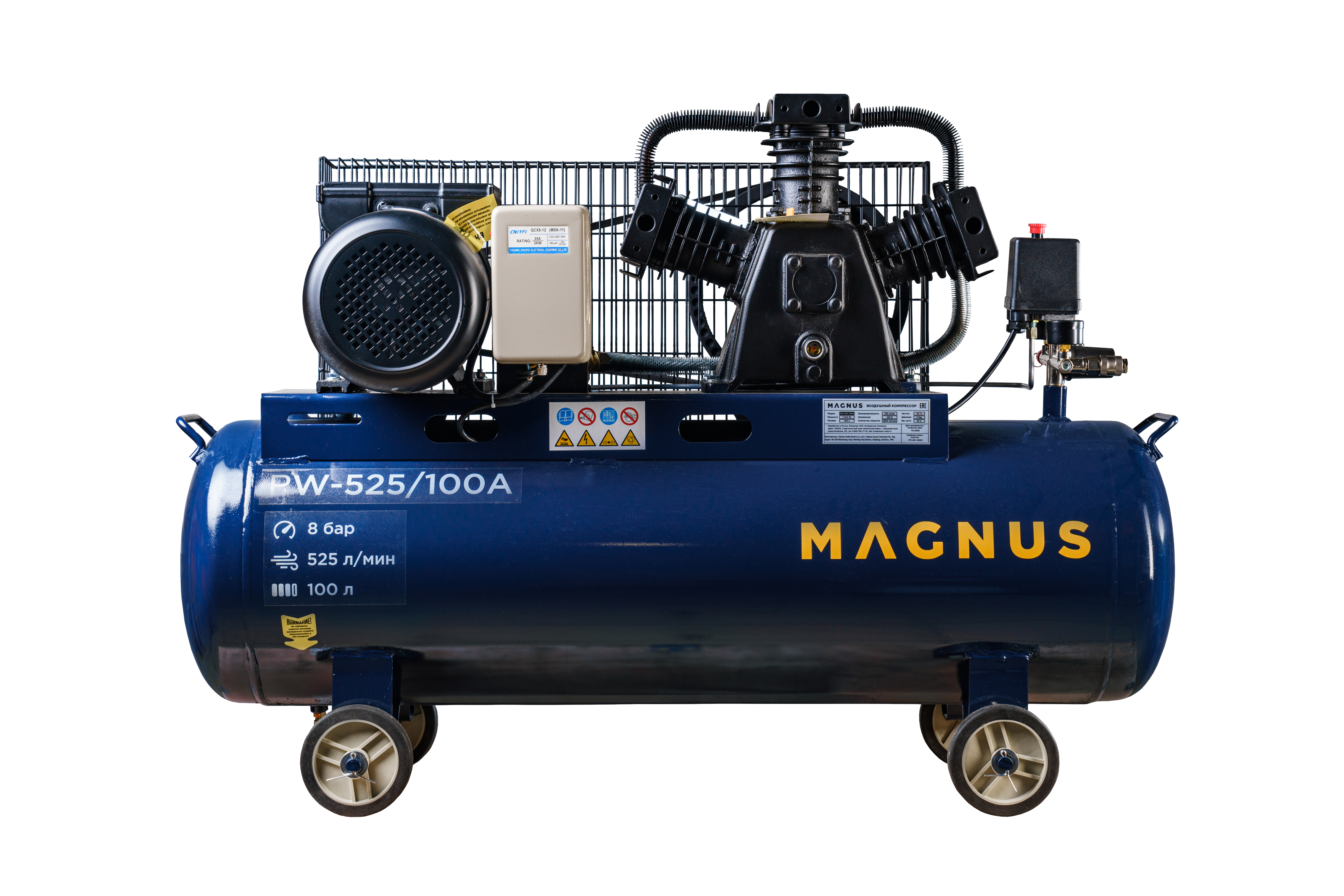 Компрессор воздушный Magnus KW-525/100А новый фильтр (8 атм.,3,0кВт, 220В,Ф65) в Калуге